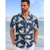 imageCOOFANDY Mens Hawaiian Shirts Short Sleeve Tropical Button Down Shirts Floral Summer Beach ShirtBlack  White Leaf