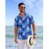 imageCOOFANDY Mens Hawaiian Shirts Short Sleeve Tropical Button Down Shirts Floral Summer Beach ShirtBlue  Palm Leaf