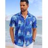imageCOOFANDY Mens Hawaiian Shirts Short Sleeve Tropical Button Down Shirts Floral Summer Beach ShirtBlue  Palm Leaf