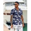 imageCOOFANDY Mens Hawaiian Shirts Short Sleeve Tropical Button Down Shirts Floral Summer Beach ShirtDark Blue  Palm Tree