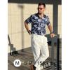 imageCOOFANDY Mens Hawaiian Shirts Short Sleeve Tropical Button Down Shirts Floral Summer Beach ShirtDark Blue  Palm Tree