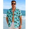 imageCOOFANDY Mens Hawaiian Shirts Short Sleeve Tropical Button Down Shirts Floral Summer Beach ShirtLake Green  Palm Tree