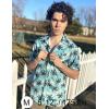 imageCOOFANDY Mens Hawaiian Shirts Short Sleeve Tropical Button Down Shirts Floral Summer Beach ShirtLake Green  Palm Tree