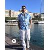 imageCOOFANDY Mens Hawaiian Shirts Short Sleeve Tropical Button Down Shirts Floral Summer Beach ShirtLight Blue  Plam Leaf