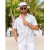 imageCOOFANDY Mens Hawaiian Shirts Short Sleeve Tropical Button Down Shirts Floral Summer Beach ShirtLight Blue  White Leaf