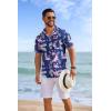 imageCOOFANDY Mens Hawaiian Shirts Short Sleeve Tropical Button Down Shirts Floral Summer Beach ShirtNavy Blue  Flamingo