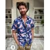 imageCOOFANDY Mens Hawaiian Shirts Short Sleeve Tropical Button Down Shirts Floral Summer Beach ShirtNavy Blue  Flamingo