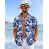 imageCOOFANDY Mens Hawaiian Shirts Short Sleeve Tropical Button Down Shirts Floral Summer Beach ShirtNavy Blue  White Leaf