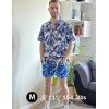 imageCOOFANDY Mens Hawaiian Shirts Short Sleeve Tropical Button Down Shirts Floral Summer Beach ShirtNavy Blue  White Leaf