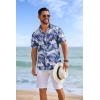 imageCOOFANDY Mens Hawaiian Shirts Short Sleeve Tropical Button Down Shirts Floral Summer Beach ShirtNavy Blue  White Leaf