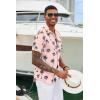 imageCOOFANDY Mens Hawaiian Shirts Short Sleeve Tropical Button Down Shirts Floral Summer Beach ShirtPink  Palm Tree