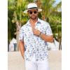 imageCOOFANDY Mens Hawaiian Shirts Short Sleeve Tropical Button Down Shirts Floral Summer Beach ShirtWhite  Blue Floral