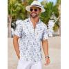 imageCOOFANDY Mens Hawaiian Shirts Short Sleeve Tropical Button Down Shirts Floral Summer Beach ShirtWhite  Blue Floral