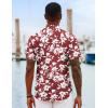 imageCOOFANDY Mens Hawaiian Shirts Short Sleeve Tropical Button Down Shirts Floral Summer Beach ShirtWine Red  White Floral