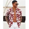 imageCOOFANDY Mens Hawaiian Shirts Short Sleeve Tropical Button Down Shirts Floral Summer Beach ShirtWine Red  White Floral