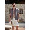 imageCOOFANDY Mens Linen Shirt Casual Short Sleeve Button Down Shirt Summer Beach Vacation Wedding WearAdark Grey