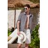 imageCOOFANDY Mens Linen Shirt Casual Short Sleeve Button Down Shirt Summer Beach Vacation Wedding WearAdark Grey