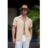 imageCOOFANDY Mens Linen Shirt Casual Short Sleeve Button Down Shirt Summer Beach Vacation Wedding WearBeige