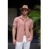 imageCOOFANDY Mens Linen Shirt Casual Short Sleeve Button Down Shirt Summer Beach Vacation Wedding WearDusty Rose