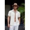 imageCOOFANDY Mens Linen Shirt Casual Short Sleeve Button Down Shirt Summer Beach Vacation Wedding WearWhite