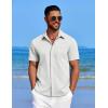 imageCOOFANDY Mens Linen Shirt Casual Short Sleeve Button Down Shirt Summer Beach Vacation Wedding WearWhite