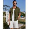 imageCOOFANDY Mens Short Sleeve Button Down Shirt Casual Summer Beach Shirts Waffle Knit Shirt Wrinkle Free Untucked ShirtArmy Green