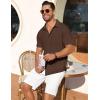 imageCOOFANDY Mens Short Sleeve Button Down Shirt Casual Summer Beach Shirts Waffle Knit Shirt Wrinkle Free Untucked ShirtBrown