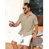 imageCOOFANDY Mens Short Sleeve Button Down Shirt Casual Summer Beach Shirts Waffle Knit Shirt Wrinkle Free Untucked ShirtKhaki