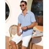 imageCOOFANDY Mens Short Sleeve Button Down Shirt Casual Summer Beach Shirts Waffle Knit Shirt Wrinkle Free Untucked ShirtLight Blue