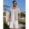 imageCOOFANDY Mens Short Sleeve Button Down Shirt Casual Summer Beach Shirts Waffle Knit Shirt Wrinkle Free Untucked ShirtLight Grey