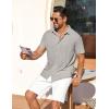 imageCOOFANDY Mens Short Sleeve Button Down Shirt Casual Summer Beach Shirts Waffle Knit Shirt Wrinkle Free Untucked ShirtLight Grey