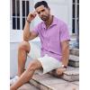 imageCOOFANDY Mens Short Sleeve Button Down Shirt Casual Summer Beach Shirts Waffle Knit Shirt Wrinkle Free Untucked ShirtLight Purple