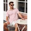 imageCOOFANDY Mens Short Sleeve Button Down Shirt Casual Summer Beach Shirts Waffle Knit Shirt Wrinkle Free Untucked ShirtPink