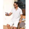 imageCOOFANDY Mens Short Sleeve Button Down Shirt Casual Summer Beach Shirts Waffle Knit Shirt Wrinkle Free Untucked ShirtWhite