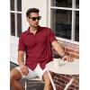 imageCOOFANDY Mens Short Sleeve Button Down Shirt Casual Summer Beach Shirts Waffle Knit Shirt Wrinkle Free Untucked ShirtWine Red