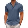 imageCOOFANDY Mens Casual Button Down Short Sleeve Shirts Summer Beach Wedding Shirt Vacation Cotton ShirtsGray Blue