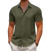imageCOOFANDY Mens Casual Button Down Short Sleeve Shirts Summer Beach Wedding Shirt Vacation Cotton ShirtsOlive Drab