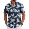 imageCOOFANDY Mens Hawaiian Shirts Short Sleeve Tropical Button Down Shirts Floral Summer Beach ShirtBlack  White Leaf