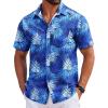 imageCOOFANDY Mens Hawaiian Shirts Short Sleeve Tropical Button Down Shirts Floral Summer Beach ShirtBlue  Palm Leaf