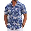 Navy Blue - White Leaf