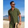 imageCOOFANDY Mens Beach Outfits 2 Piece Sets Casual Short Sleeve Button Down Summer Textured ShirtArmy Green