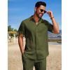 imageCOOFANDY Mens Beach Outfits 2 Piece Sets Casual Short Sleeve Button Down Summer Textured ShirtArmy Green