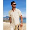 imageCOOFANDY Mens Beach Outfits 2 Piece Sets Casual Short Sleeve Button Down Summer Textured ShirtBeige
