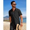imageCOOFANDY Mens Beach Outfits 2 Piece Sets Casual Short Sleeve Button Down Summer Textured ShirtBlack