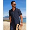 imageCOOFANDY Mens Beach Outfits 2 Piece Sets Casual Short Sleeve Button Down Summer Textured ShirtBlue Purple