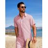 imageCOOFANDY Mens Beach Outfits 2 Piece Sets Casual Short Sleeve Button Down Summer Textured ShirtDark Pink