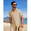 imageCOOFANDY Mens Beach Outfits 2 Piece Sets Casual Short Sleeve Button Down Summer Textured ShirtLight Brown
