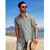 imageCOOFANDY Mens Beach Outfits 2 Piece Sets Casual Short Sleeve Button Down Summer Textured ShirtLight Gray