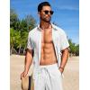 imageCOOFANDY Mens Beach Outfits 2 Piece Sets Casual Short Sleeve Button Down Summer Textured ShirtWhite