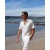 imageCOOFANDY Mens Beach Outfits 2 Piece Sets Casual Short Sleeve Button Down Summer Textured ShirtWhite
